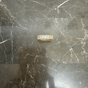 New! Baguette CZ Ring, 1 Row 6mm Square CZ’s (Size 5) Gold plated
